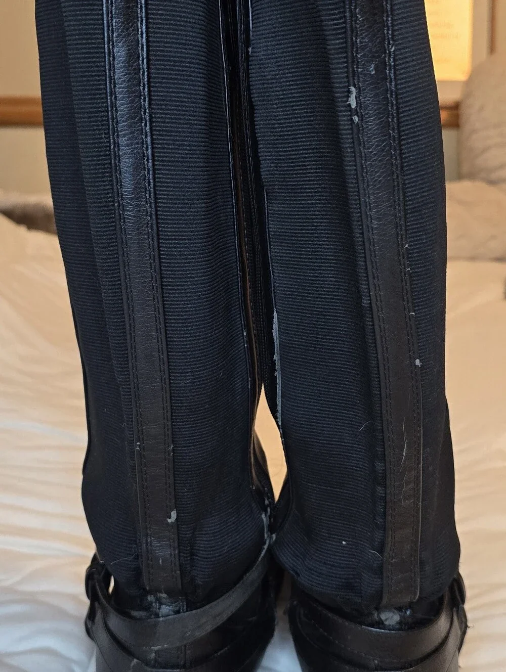 Women’s Over-the-Knee Black Leather Boots with Buckle Detail